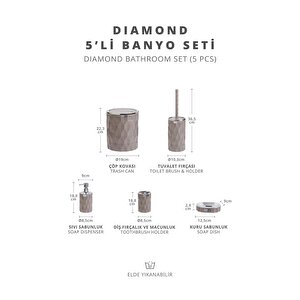 Okyanus Home Diamond Vizon Kromlu Click Kapak 5'li Banyo Seti