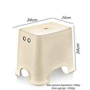 Banyo Taburesi Çok Amaçlı Tabure Kaymaz Ayakalı Max-140kg Taşıma Kapasitesi-bej-5171-84b