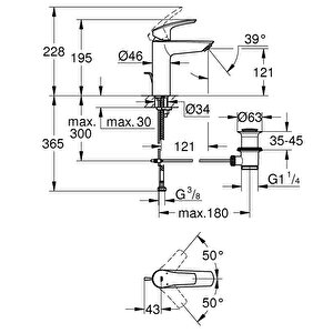 Grohe Eurosmart Tek Kumandali Lavabo Bataryasi M-boyut - 23322003