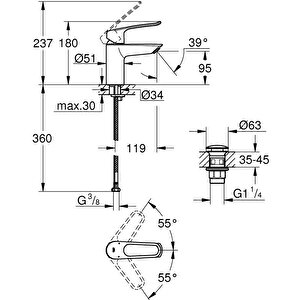 Grohe Eurosmart Tek Kumandalı Lavabo Bataryası - 23980003