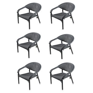 Raddan Desenli Bambu Sandalye Bahçe Balkon Mutfak Sandalyesi Plastik Antrasit 6 Adet 7016 Antrasit