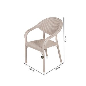 Raddan Desenli Bambu Sandalye Bahçe Balkon Mutfak Sandalyesi Plastik Krem 1 Adet