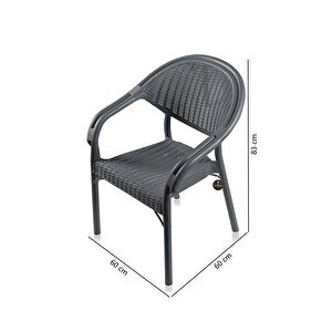 Raddan Desenli Bambu Sandalye Bahçe Balkon Mutfak Sandalyesi Plastik Antrasit 1 Adet