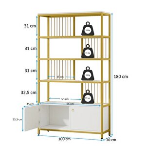 Tasarım Gold Dolaplı Kitaplık