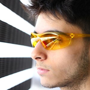 İş Güvenlik Gözlüğü Rüzgar Toz Korumalı Gözlük Uv Koruyucu Güneş Gözlüğü Silikon Burunluk Sarı