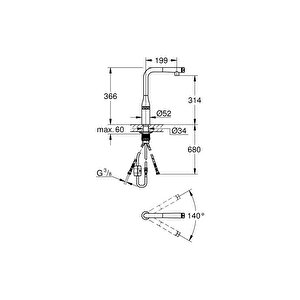 Grohe Eviye Bataryası Spiralli Smartcontrol Essence Krom-31615000
