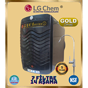 LG Chem GOLD Si̇yah Gümüş İyonlu Tatlandiricili. Alkali̇ Ve Mi̇neral Fi̇li̇treli̇ 12 Li̇tre 7 Fi̇li̇tre 14 Aşama Kapali Kasa Su Aritma Ci̇hazi