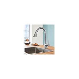 Grohe Eviye Bataryası Spiralli 2 Fonk. Zedra Super Steel-32294dc2