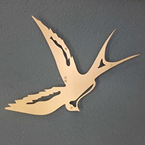 3'lü Kırlangıç Gold / Altın Renkli Ev & Ofis Metal Duvar Tablosu  26x35 Cm- 24x25 Cm- 23x14 Cm