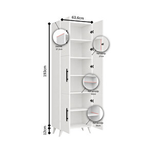 Ae-3010 Nehir Atlantik Çam Çok Amaçlı Mutfak Dolabı&banyo Dolabı,kiler Dolabı, 6 Kapaklı, 6 Raflı