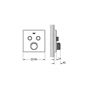 Grohtherm Smartcontrol Çift Valfli Akış Kontrollü, Ankastre Termostatik Duş Bataryası 29156ls0