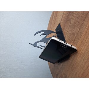 Masa Üstü Metal Ergonomik Telefon Tablet Tutucu Stand 1,5 Mm Kalınlık Siyah Dinozor Figürü (Pteranodon Figürü)