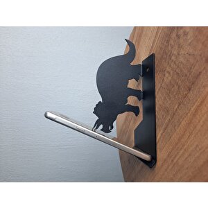 Masa Üstü Metal Ergonomik Telefon/Tablet Tutucu Stand 1,5 Mm Kalınlık Siyah Dinozor Figürü (Triceratops Figürü)
