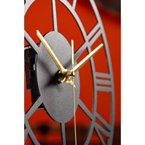Roma Rakamlı Metal Siyah Masa Saati 1,5 Mm Kalınlık 25x23cm