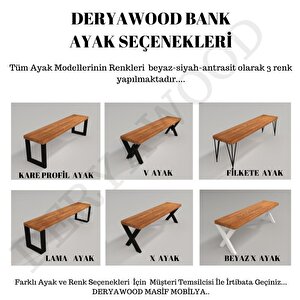 Deryawood Masif Ahşap Andora Bank Beyaz Ayak  37*120*45cm