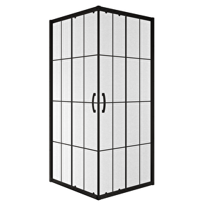 Duşakabin Kare 5mm Komple Buzlu Siyah Çizgi 75x75 Cm 75x75 cm