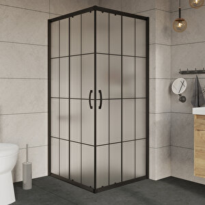 Duşakabin Kare 5mm Komple Buzlu Siyah Çizgi 70x100 Cm 70x100 cm