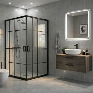 Duşakabin Kare 5mm Siyah Çizgi 100x100 Cm 100x100 cm