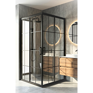 Duşakabin Kare 5mm Siyah Çizgi 100x100 Cm 100x100 cm