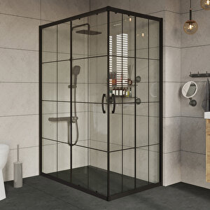 Duşakabin Kare 5mm Siyah Çizgi 100x115 Cm 100x115 cm