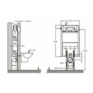 Promicro 80 Mm Çift Kademeli Gömme Rezervuar Seti Oval Buton