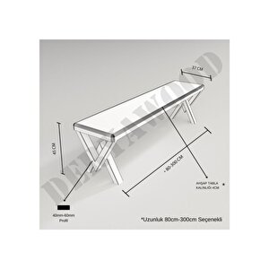 Deryawood Masif Ağaç Ahşap Mutfak Masası Takımı 4-6 Kişilik 220*85*76 Cm Masa/220*37*45 Bank