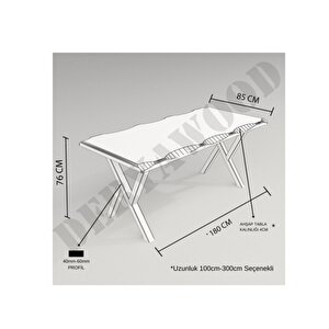 Deryawood Masif Ahşap Abies Sulamalı Mutfak Masası 85x220x76 Cm