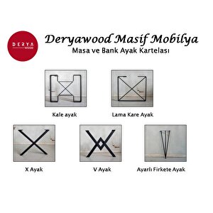 Deryawood Masif Ağaç Mutfak Masası 70cmx120cmx76cm- Acık Ceviz- V Ayak