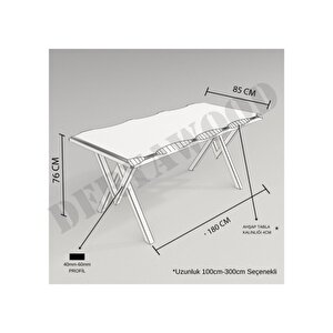 Deryawood Masif Ahşap Laurus Sulamalı Mutfak Masası Beyaz Ayak 85*120*76cm