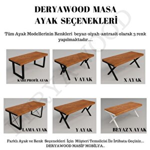 Deryawood Masif Ahşap Yemek Masası 120cm X 60cm