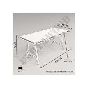 Deryawood Masif Ahşap Atair Sulamalı Mutfak Masası 85*200*76cm