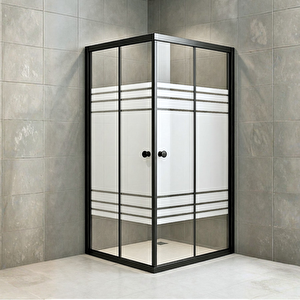 Duşakabin Kare Siyah Desenli 80x95 Cm 80x95 cm