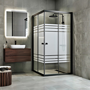 Duşakabin Kare Siyah Desenli 80x95 Cm 80x95 cm