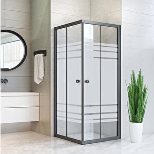 Durul Duşakabin Kare Siyah Desenli 90x105 Cm