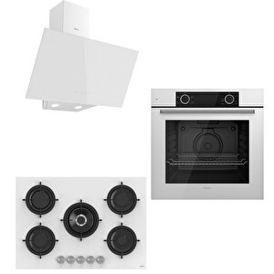 Pure Rs Serisi Inizio Beyaz Ankastre Set D078 - Rs036 - Xe61cb 75 Cm Ocak