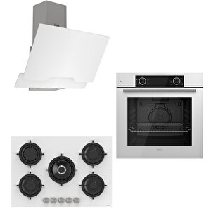 Pure Rs Serisi Beyaz Ankastre Set D064 - Rs036 - Xe61cb 75 Cm Ocak