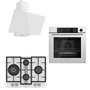 Steamart 67 Serisi Eko Beyaz Ankastre Set D078 - Ed076 - Xe64cb 67 Cm Ocak