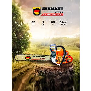 Germanystyle Grm-9063 3 Hp Benzinli Ağaç Kesme Motoru Bıçkı 52 Cc Benzin Motorlu Testere