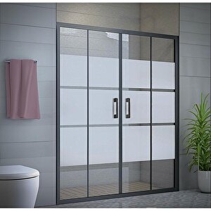 Duşakabin Ön Cephe Siyah Kumlama Box Desen 5mm H:190 Ölçü : 107 Cm 107 cm