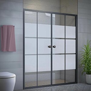 Duşakabin Ön Cephe Siyah Kumlama Box Desen Ölçü : 148 Cm 148 cm
