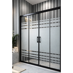 Duşakabin Ön Cephe Siyah Trio Desen 5mm H:190 Ölçü : 184 Cm 184 cm