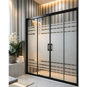 Duşakabin Ön Cephe Siyah Trio Desen 5mm H:190 Ölçü : 184 Cm 184 cm