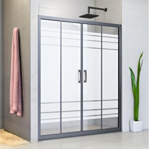 Duşakabin Ön Cephe Siyah D140 Desen 5mm H:190 Ölçü : 124 Cm 124 cm