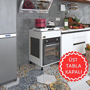 Ankastre Modülü Kabini Tilkowski3 Beyaz Fırın Ocak Dolabı Ayarlı Ayaklı Üstü Kapalı Beyaz