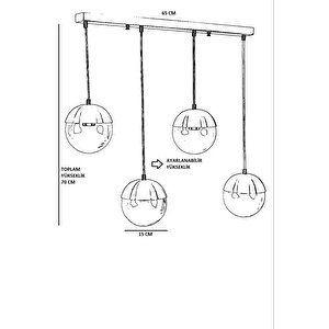 Küre 4 Lü Sıralı Eskitme Bal Camlı Sarkıt