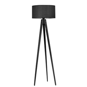Tripod Siyah Silindir Siyah Abajurlu Lambader