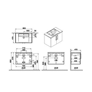 Vitra Root Flat 80 Cm Beyaz Kapaklı Banyo Dolabı Alt Modül Lavabo