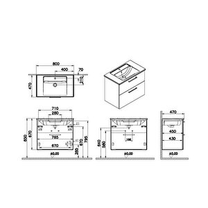 Vitra Root Flat 80 Cm Beyaz Banyo Dolabı Alt Modül Ve Lavabo