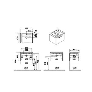 Vitra Root Flat 60 Cm Beyaz Tek Çekmeceli Banyo Dolabı Alt Modül Lavabo