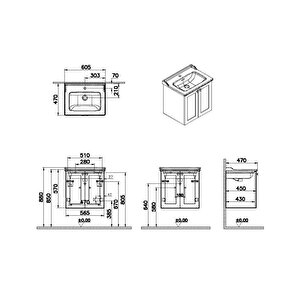 Vitra Root Classic 60 Cm Açık Gri Banyo Dolabı Alt Modül Lavabo